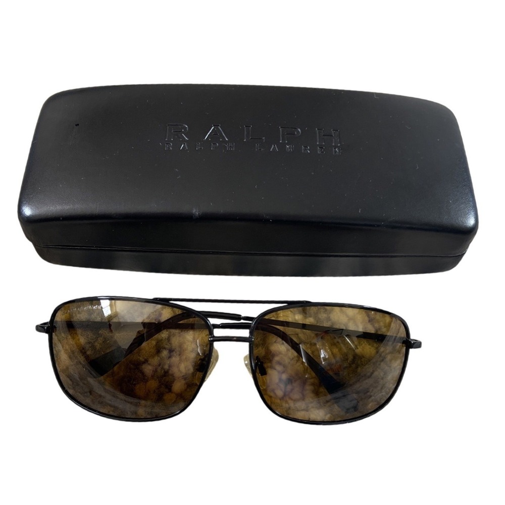 Ralph Lauren Aviator Sunglasses Navigator Brown Eagle Eyes 14101 6747 With Case